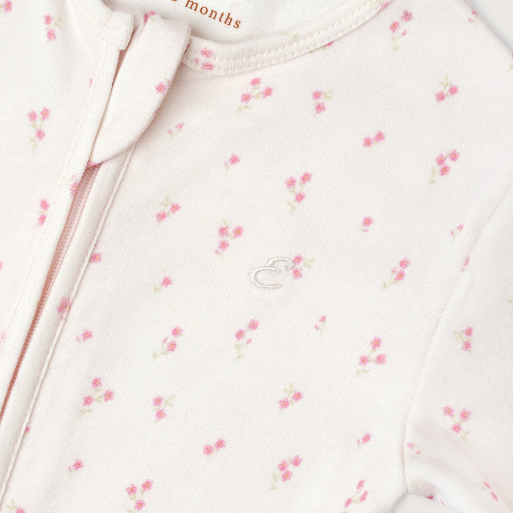 Pink Ditsy Floral Non-Footed Sleep Suit