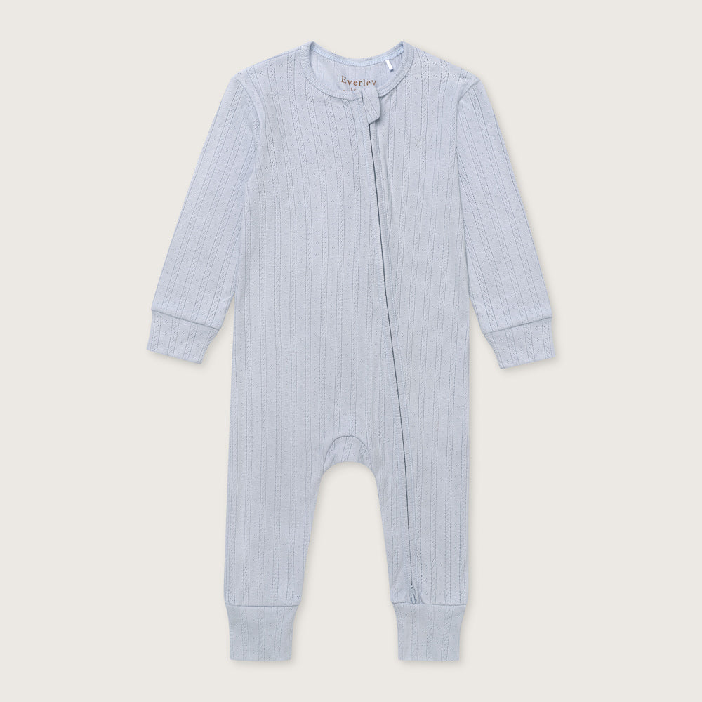 Blue Pointelle Non-Footed Sleepsuit