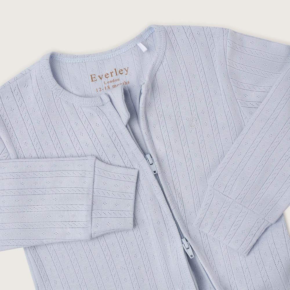 Blue Pointelle Non-Footed Sleepsuit