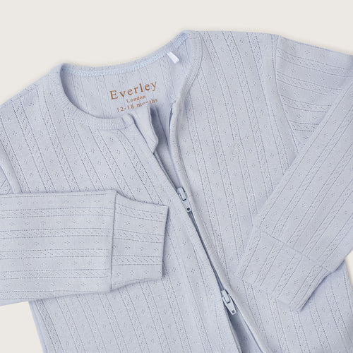 Blue Pointelle Footed Sleepsuit