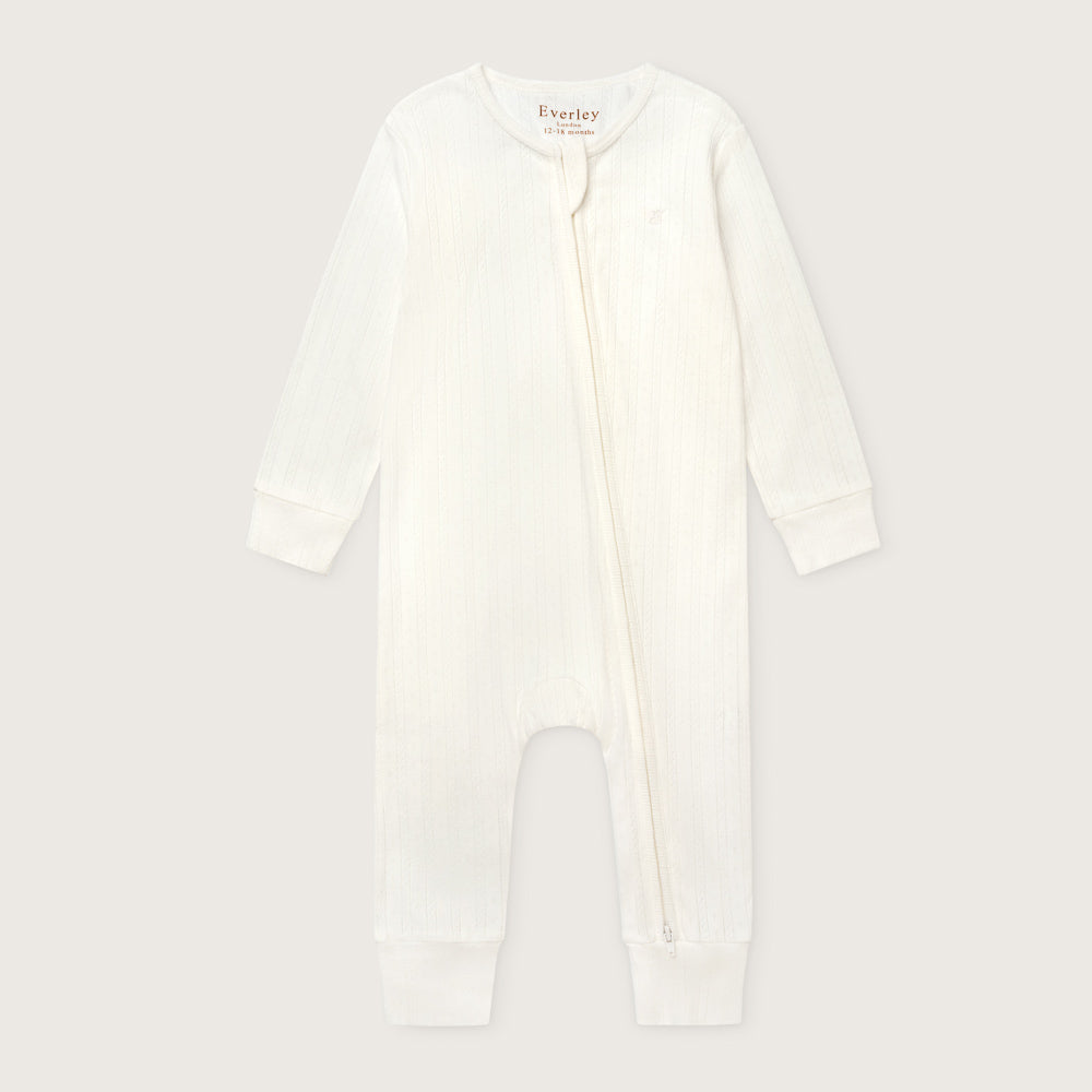 White Pointelle Non-Footed Sleepsuit