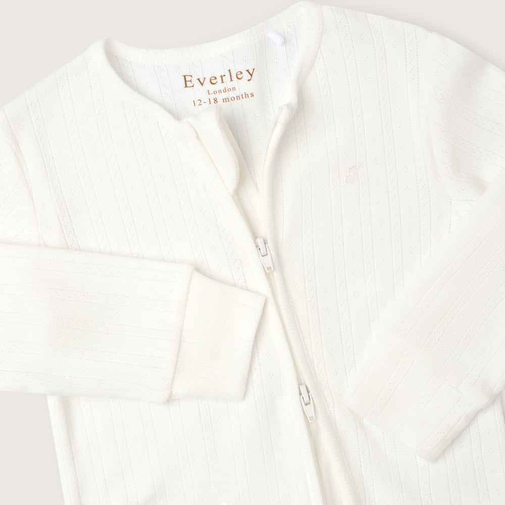 White Pointelle Non-Footed Sleepsuit