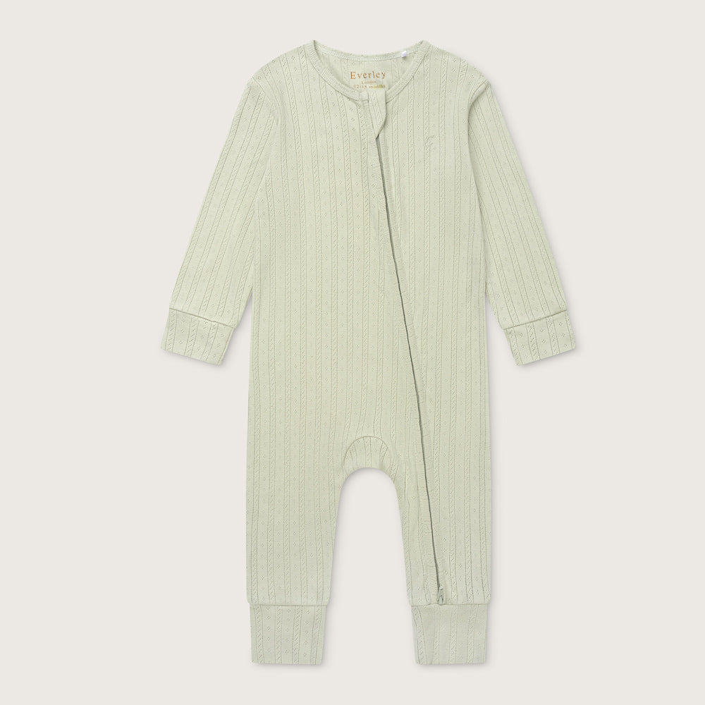 Sage Pointelle Non-Footed Sleepsuit