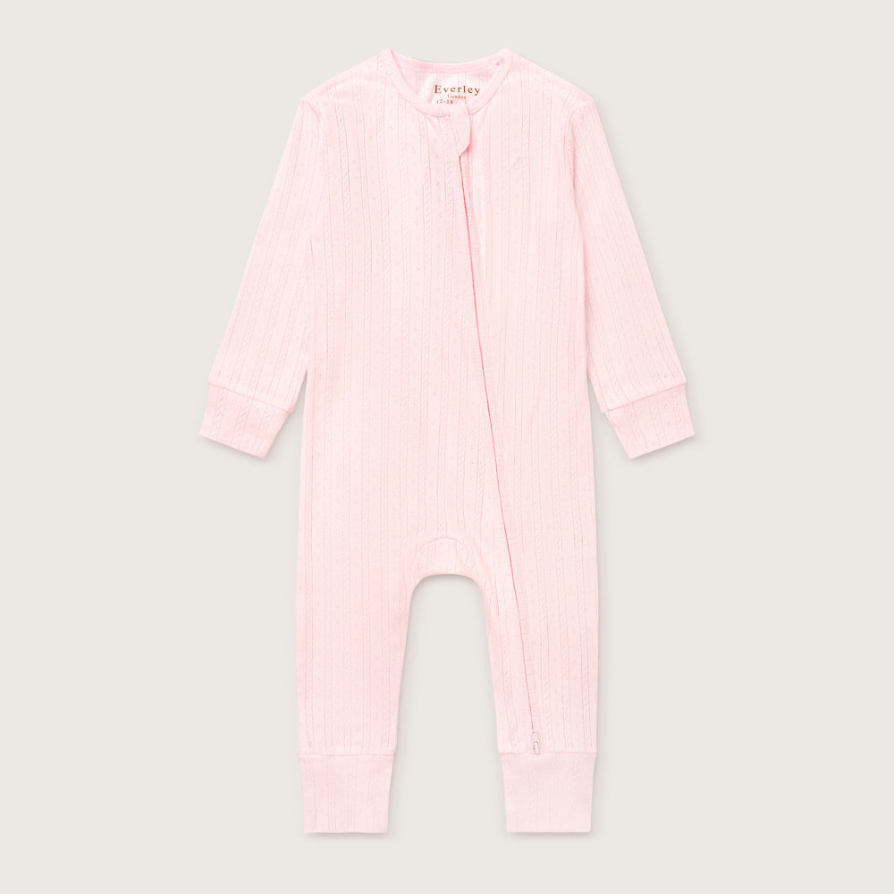 Pink Pointelle Non-Footed Sleepsuit