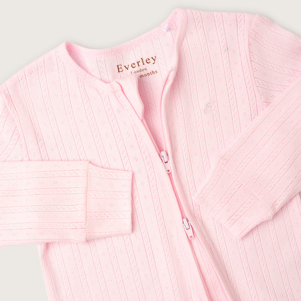 Pink Pointelle Non-Footed Sleepsuit