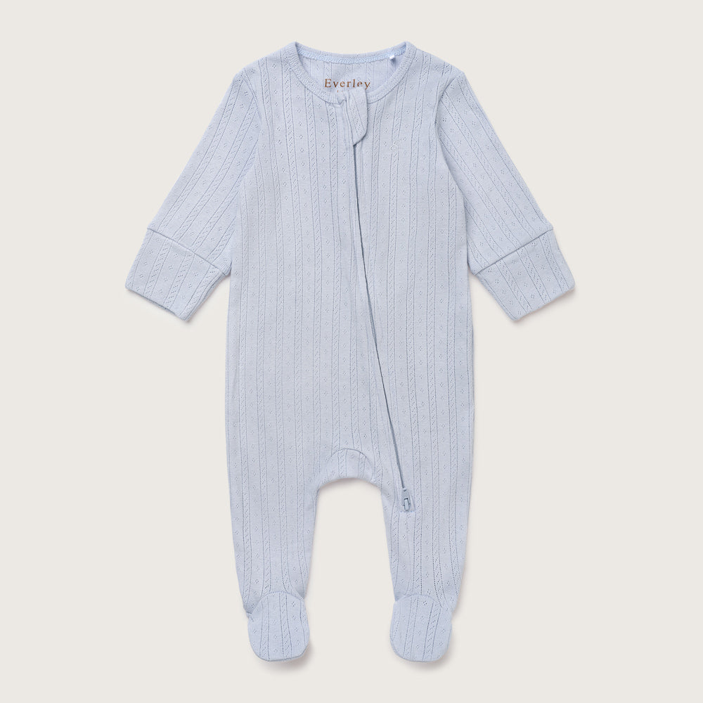 Blue Pointelle Footed Sleepsuit