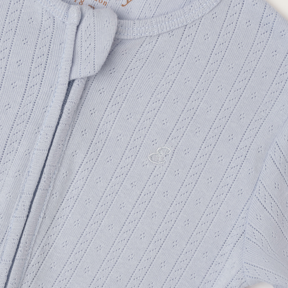 Blue Pointelle Non-Footed Sleepsuit