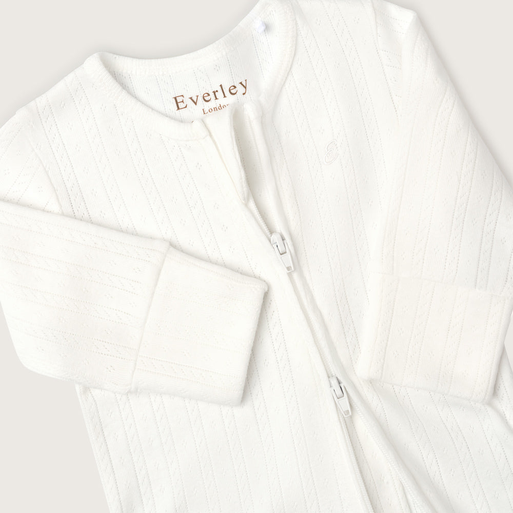 White Pointelle Footed Sleepsuit