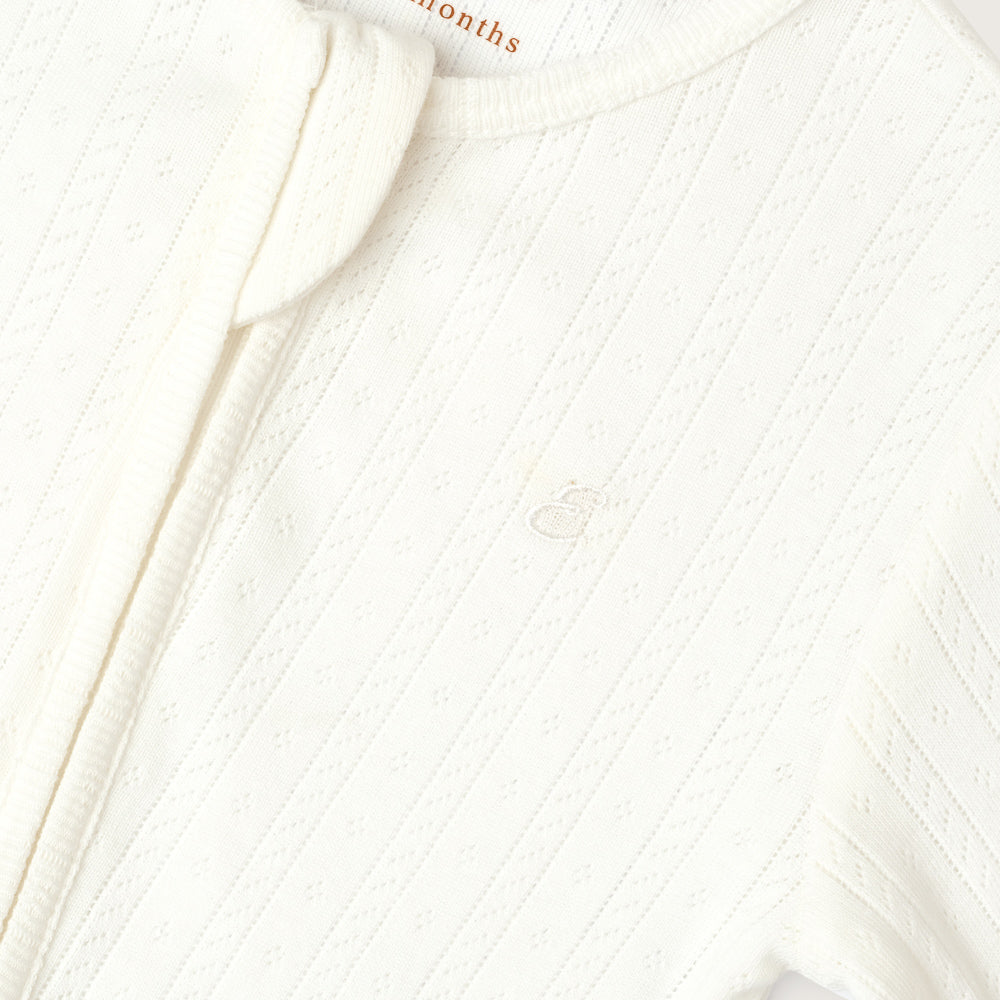 White Pointelle Non-Footed Sleepsuit