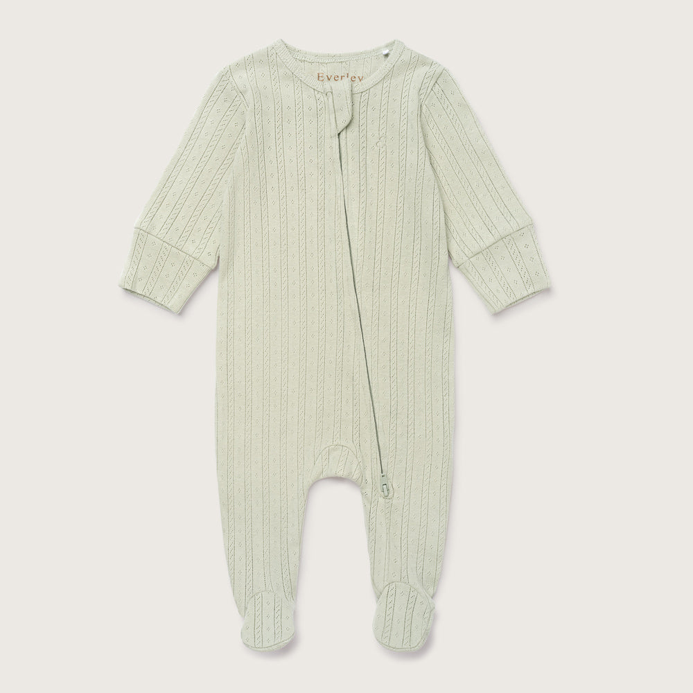 Sage Pointelle Footed Sleepsuit