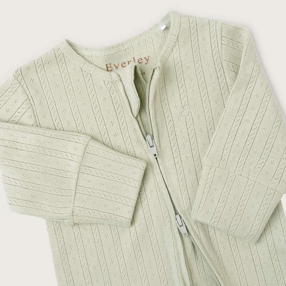 Sage Pointelle Footed Sleepsuit