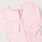 Pink Pointelle Footed Sleepsuit