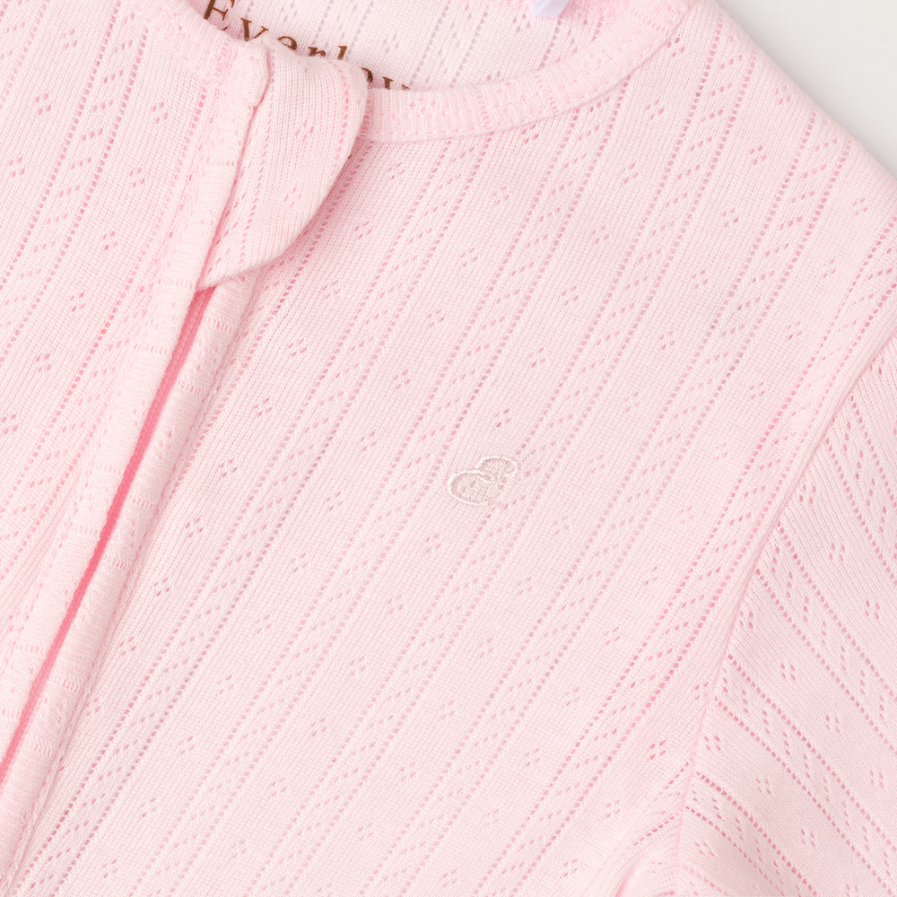 Pink Pointelle Non-Footed Sleepsuit